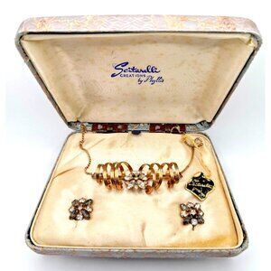 Vtg SCITARELLI Creations by Phyllis Gold Filled Necklace & Clip Earrings RARE